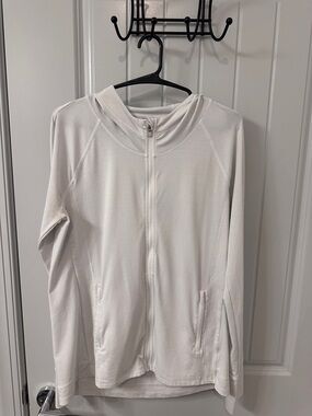 Athleta White Athletic Jacket with Subtle Logo